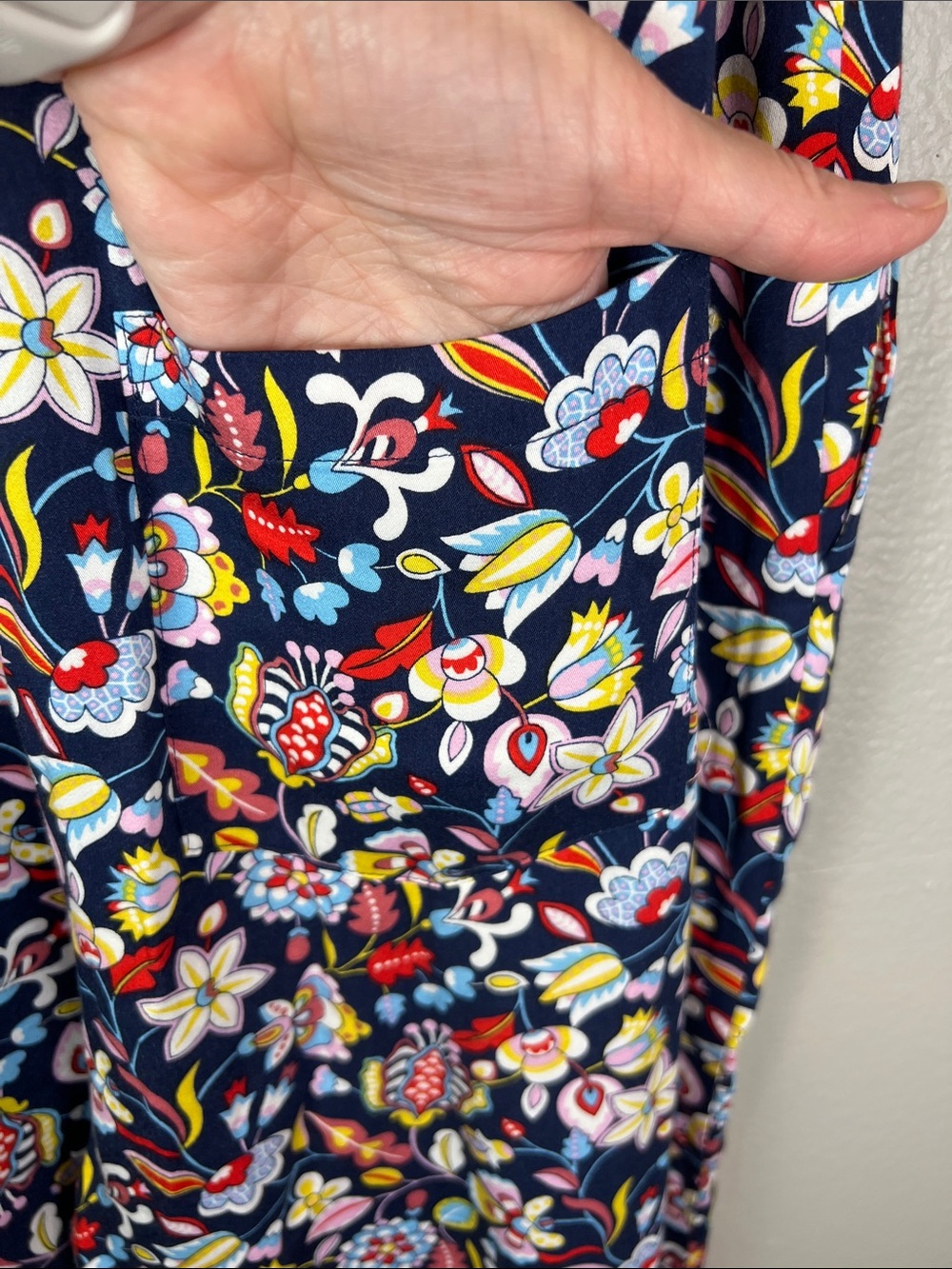 Boden Cecelia Navy Blue Floral Jumper Romper with Red Tassels 6 - Picture 9 of 15